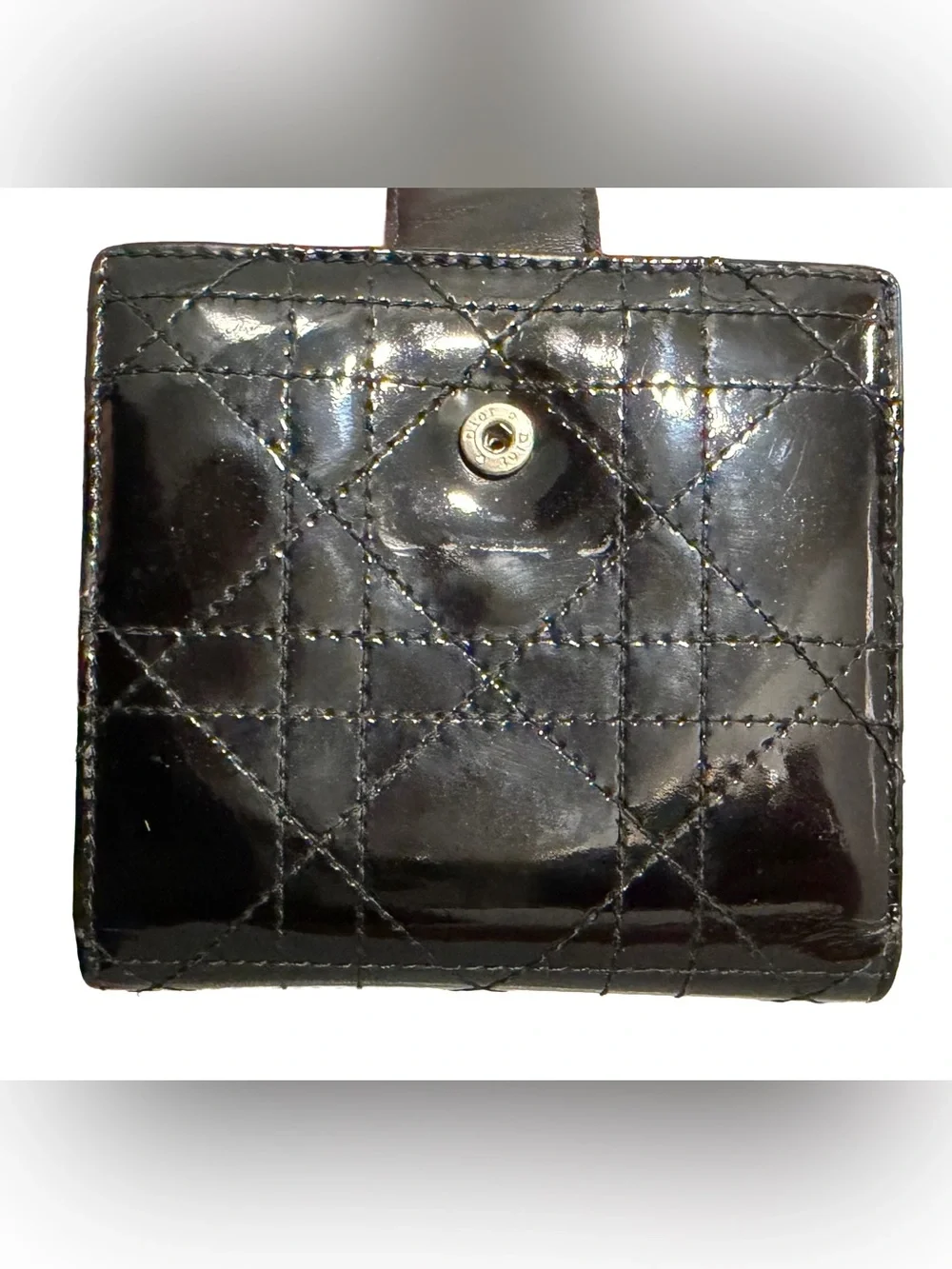✨ AUTHENTIC Christian Dior Black Patent Leather Cannage Wallet 🔥Excellent Pre-Ow
